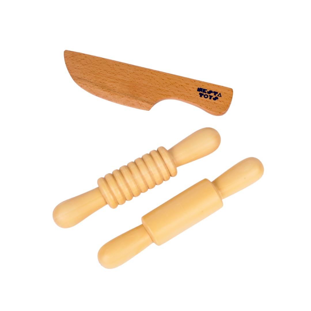 Nesta Toys Montessori-Inspired Sensory Tools: Bin Tools (6 Pcs), Bin Tools with Tray (7 Pcs), Sand Writing Tray, Dough Tool Set