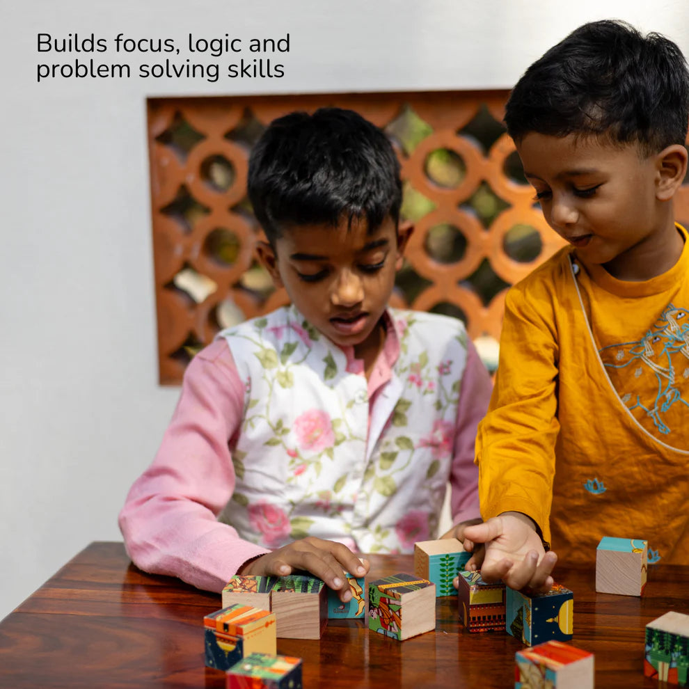 Gubbachhi RAMAYANA Wooden 6-in-1 Puzzle Set (12 Blocks)