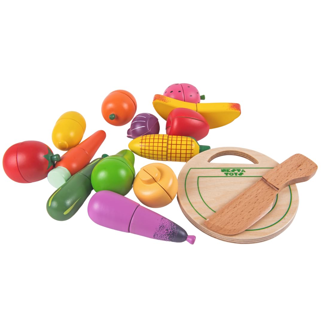 Nesta Toys- Wooden Vegetable and Fruit Magnetic Toy (15 Pcs)
