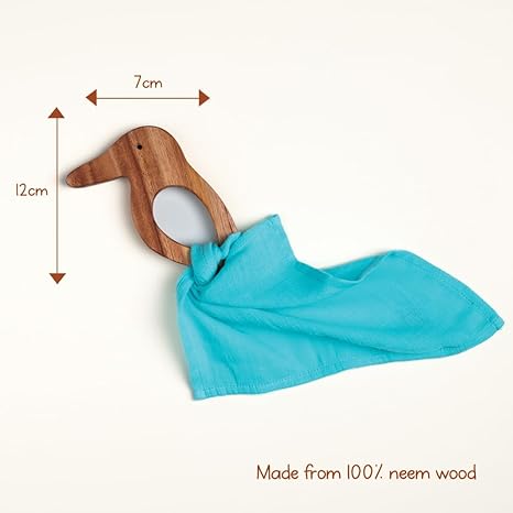 Gubbachhi Neem Wood Teethers with 100% Muslin Cloth - Aaram Parents