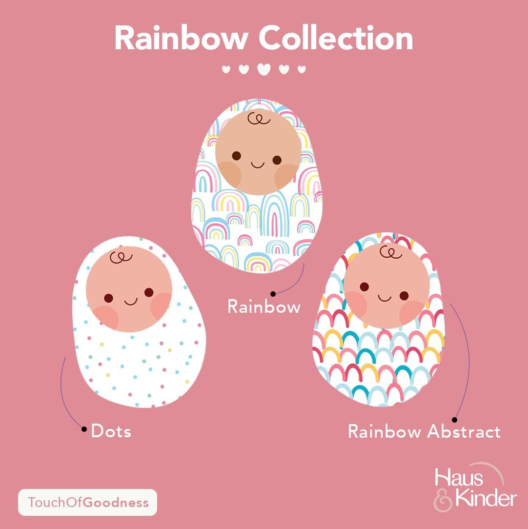 Haus & Kinder Muslin Swaddles For Newborn Pack Of 3 | 100% Cotton Baby Swaddle Blankets | Soft, Breathable, Lightweight, Organic | 100X100 Cm Citrus Groove Collection (Multicolor)
