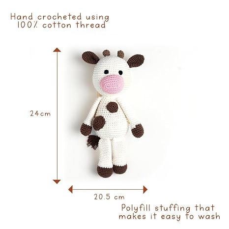 GUBBACHHI Amba Crochet Cow Soft Toy - Aaram Parents