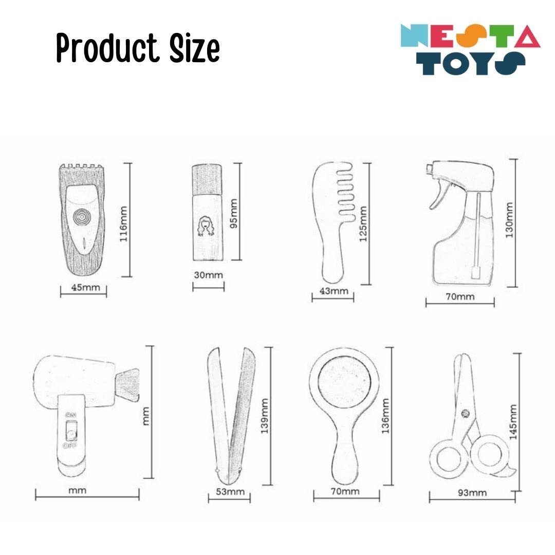 Nesta Toys - Wooden Barber Toy | Make Up Toy for Kids (18 Pcs)