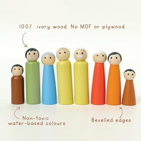 Gubbachhi Kutumba Wooden Peg Dolls - 8 Pieces - Aaram Parents