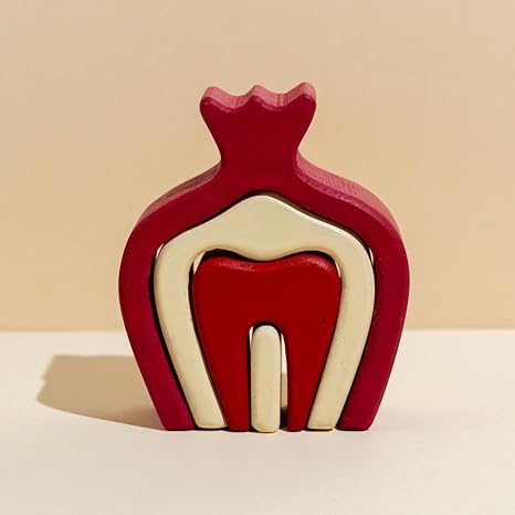 Gubbachhi Anar Pomegranate Wooden Stacker Toy | Inspired by Indian Pomegranate | Set of 4 pieces | Mango wood