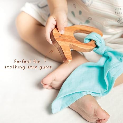 Gubbachhi Neem Wood Teethers with 100% Muslin Cloth - Aaram Parents