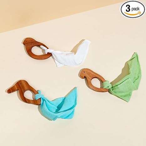 Gubbachhi Neem Wood Teethers with 100% Muslin Cloth - Aaram Parents