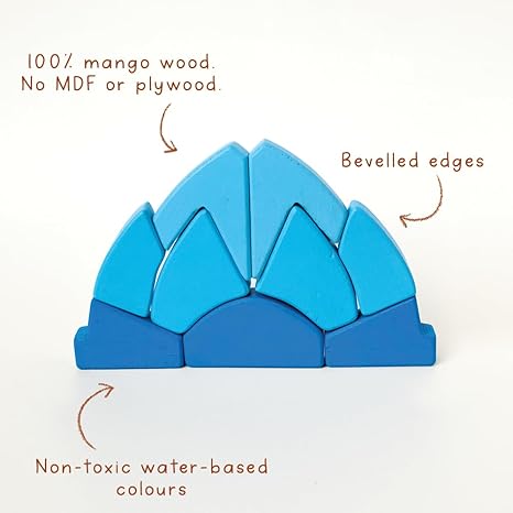Gubbachhi Indian Monuments Wooden Stacker Toy- 3 Variants (10 Pieces)
