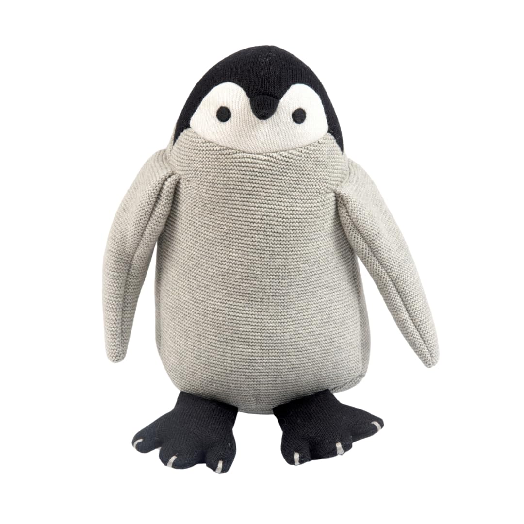 Knitted Cotton Animal Plush Toys - 4 Variants: Lion, Penguin, Zebra & Dinosaur