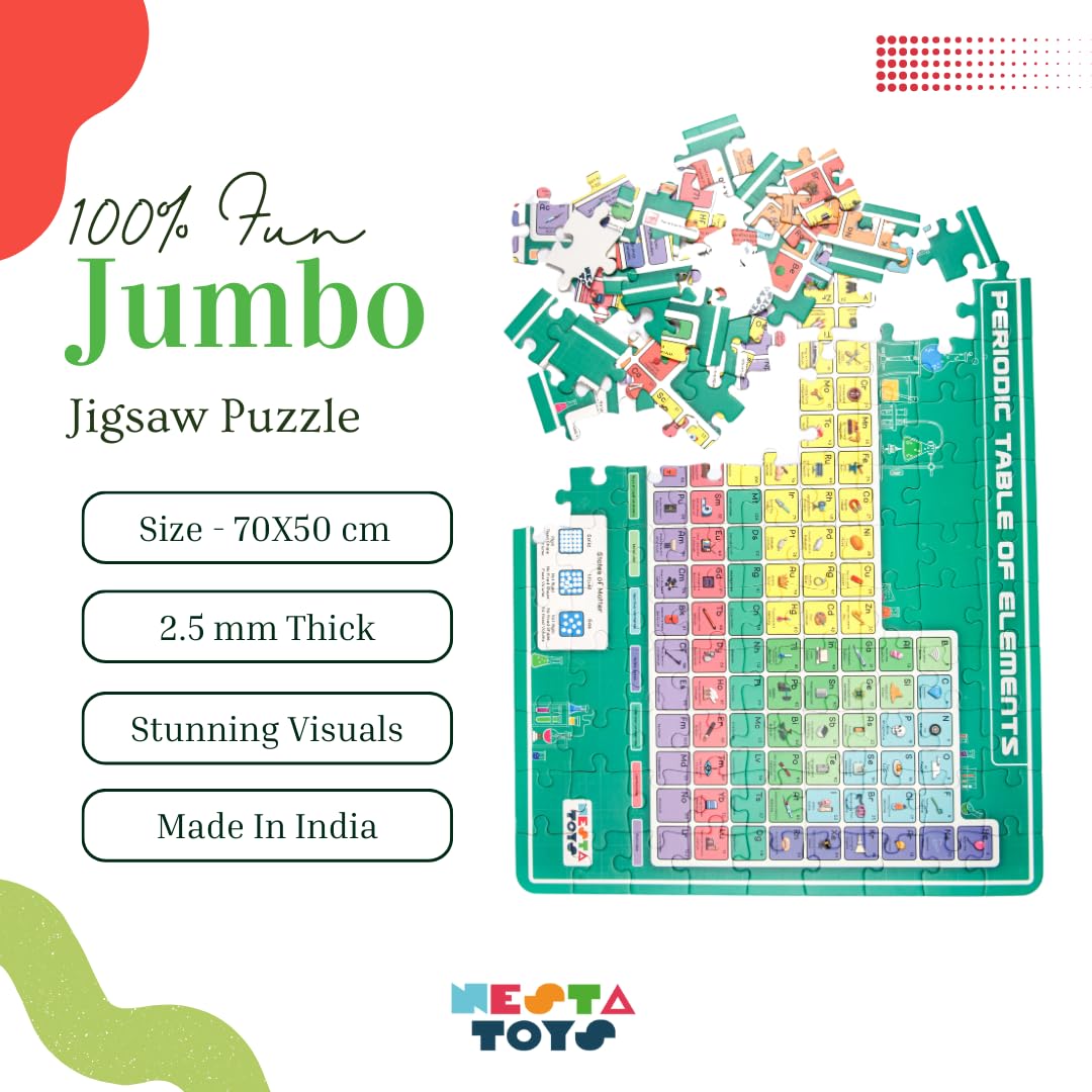 Nesta Toys - Educational Jumbo Jigsaw Puzzles (108 Pcs) - 4 Variants: Periodic Table, Solar System, World Map & Aquatic Life