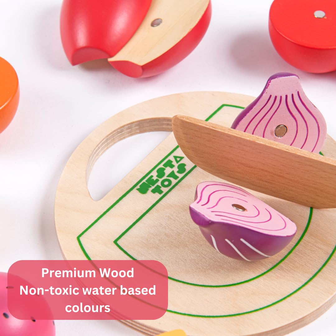 Nesta Toys- Wooden Vegetable and Fruit Magnetic Toy (15 Pcs)