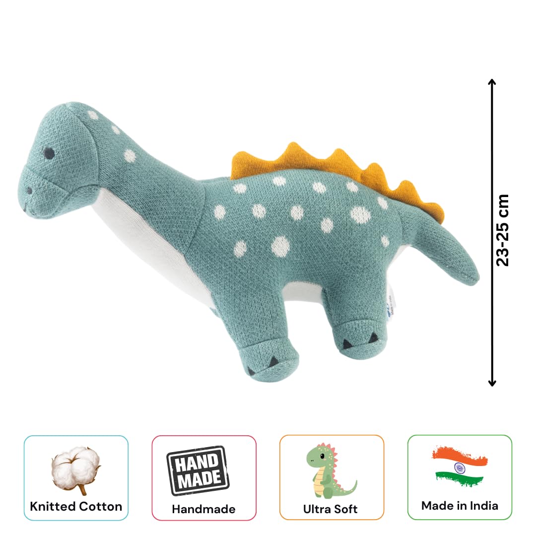 Knitted Cotton Animal Plush Toys - 4 Variants: Lion, Penguin, Zebra & Dinosaur