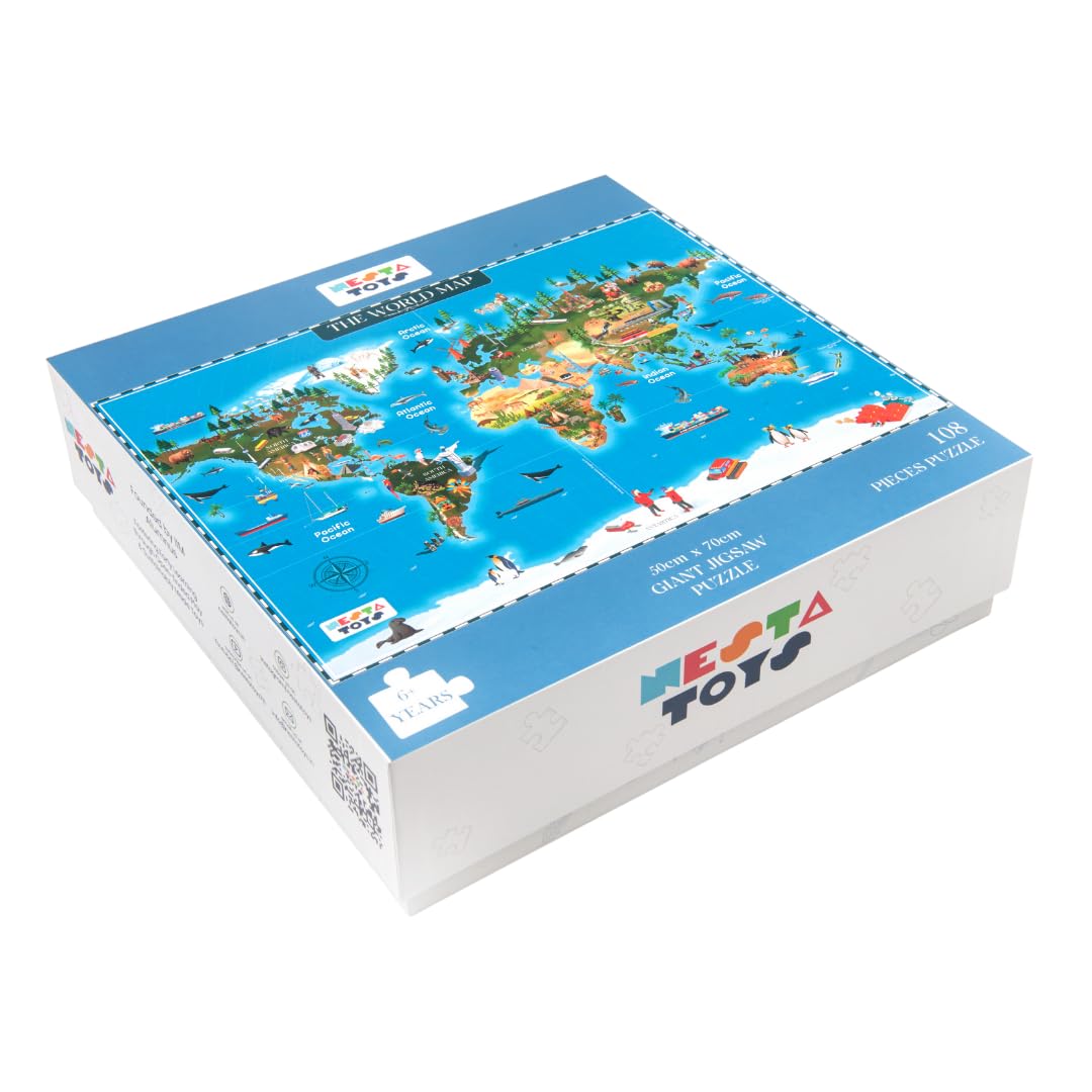 Nesta Toys - Educational Jumbo Jigsaw Puzzles (108 Pcs) - 4 Variants: Periodic Table, Solar System, World Map & Aquatic Life
