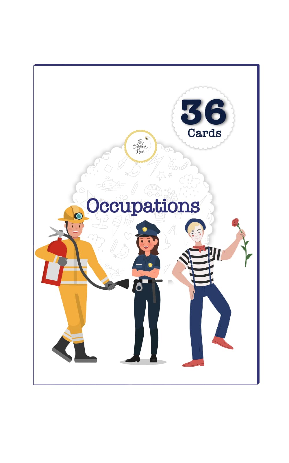 The Curious Bees - High Contrast New Born Anti-Glare Cards | 24 Objects for Visual Stimulation, Cognitive & Sensory Development of 0-6 Month Old Infants