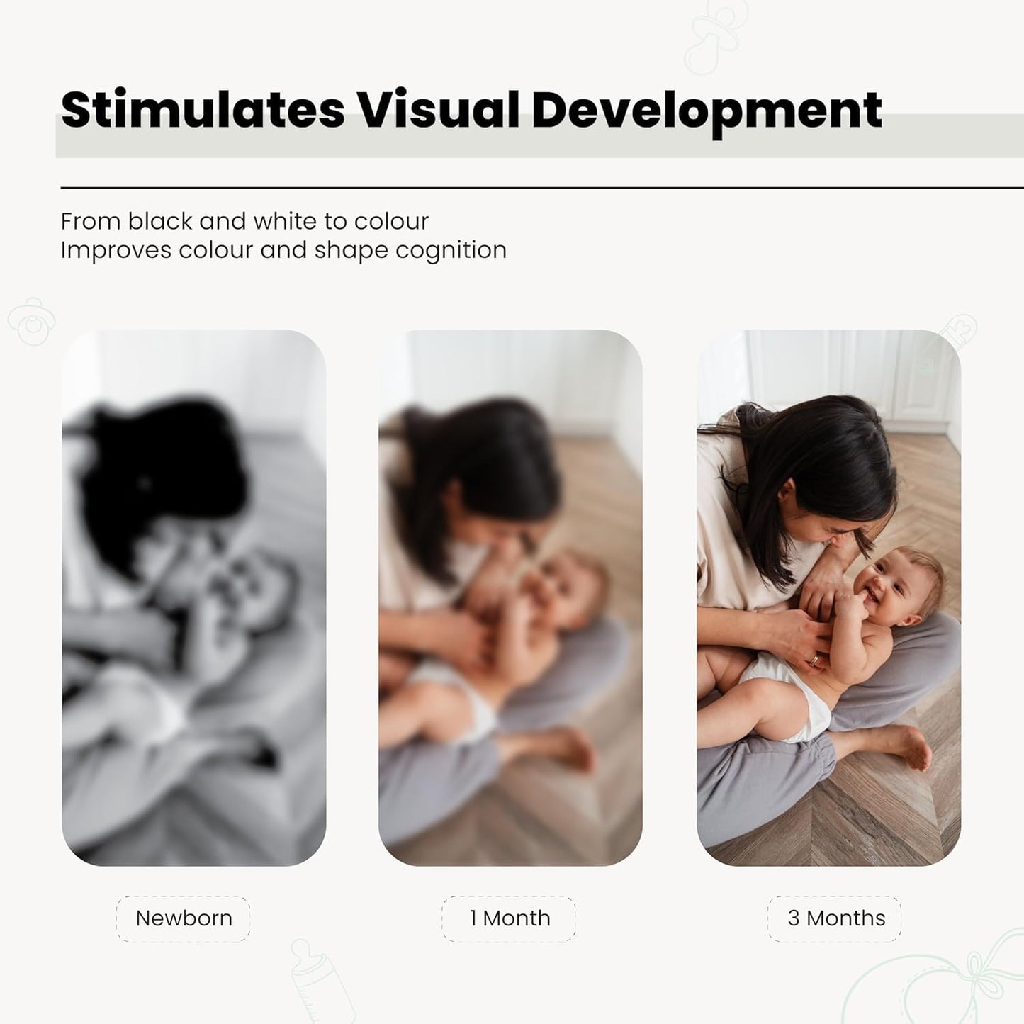 The Curious Bees - High Contrast New Born Anti-Glare Cards | 24 Objects for Visual Stimulation, Cognitive & Sensory Development of 0-6 Month Old Infants