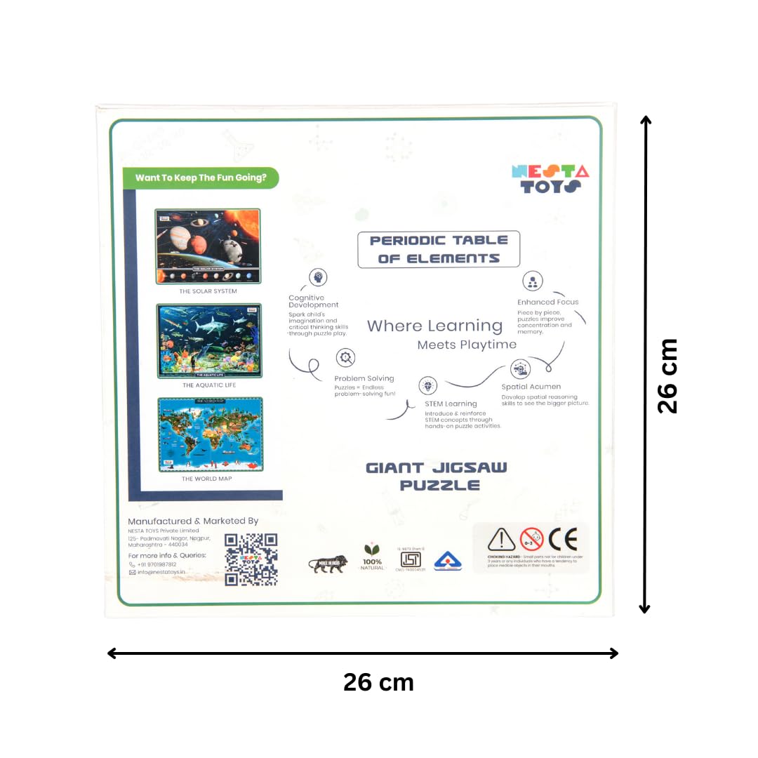 Nesta Toys - Educational Jumbo Jigsaw Puzzles (108 Pcs) - 4 Variants: Periodic Table, Solar System, World Map & Aquatic Life