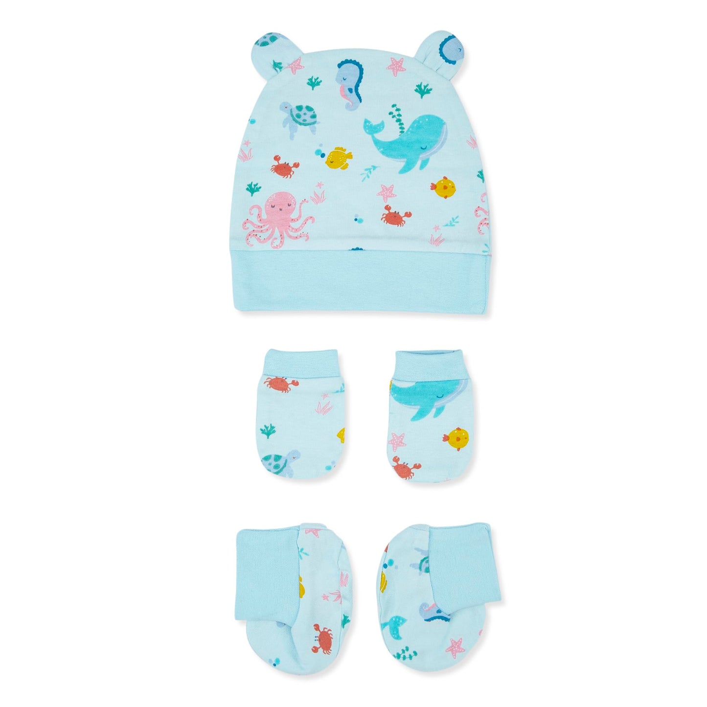 Haus and Kinder Baby Gift Set - Pack of 5 (Bundle With Onesie, Bib, Cap, Mittens & Booties) 2 Variants