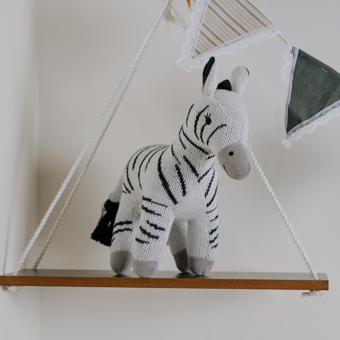 Knitted Cotton Animal Plush Toys - 4 Variants: Lion, Penguin, Zebra & Dinosaur