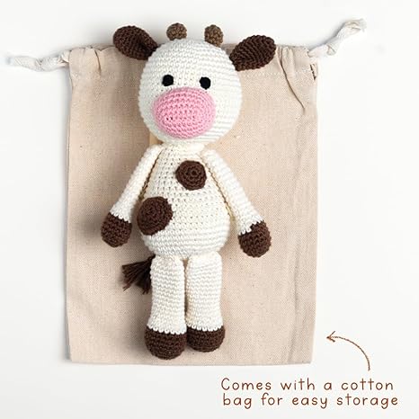 GUBBACHHI Amba Crochet Cow Soft Toy - Aaram Parents