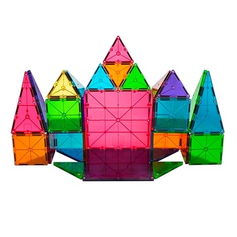 Magna-Tiles Magnetic Building Toys, Clear Colors Set (32 Pieces) - Aaram Parents