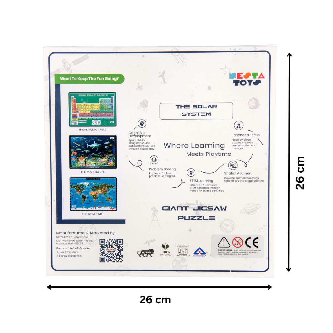 Nesta Toys - Educational Jumbo Jigsaw Puzzles (108 Pcs) - 4 Variants: Periodic Table, Solar System, World Map & Aquatic Life