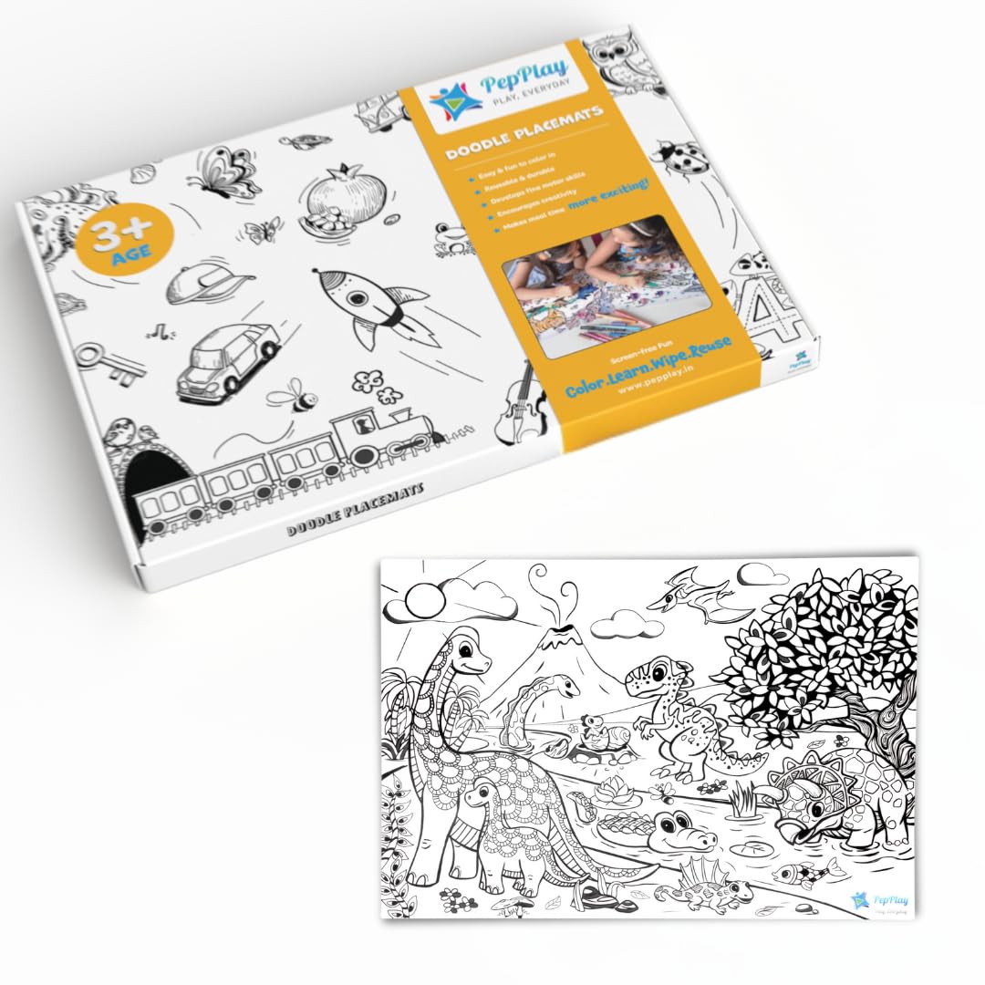 PepPlay Doodle Placemats- Prehistoric Series Dinosaur World - Aaram Parents