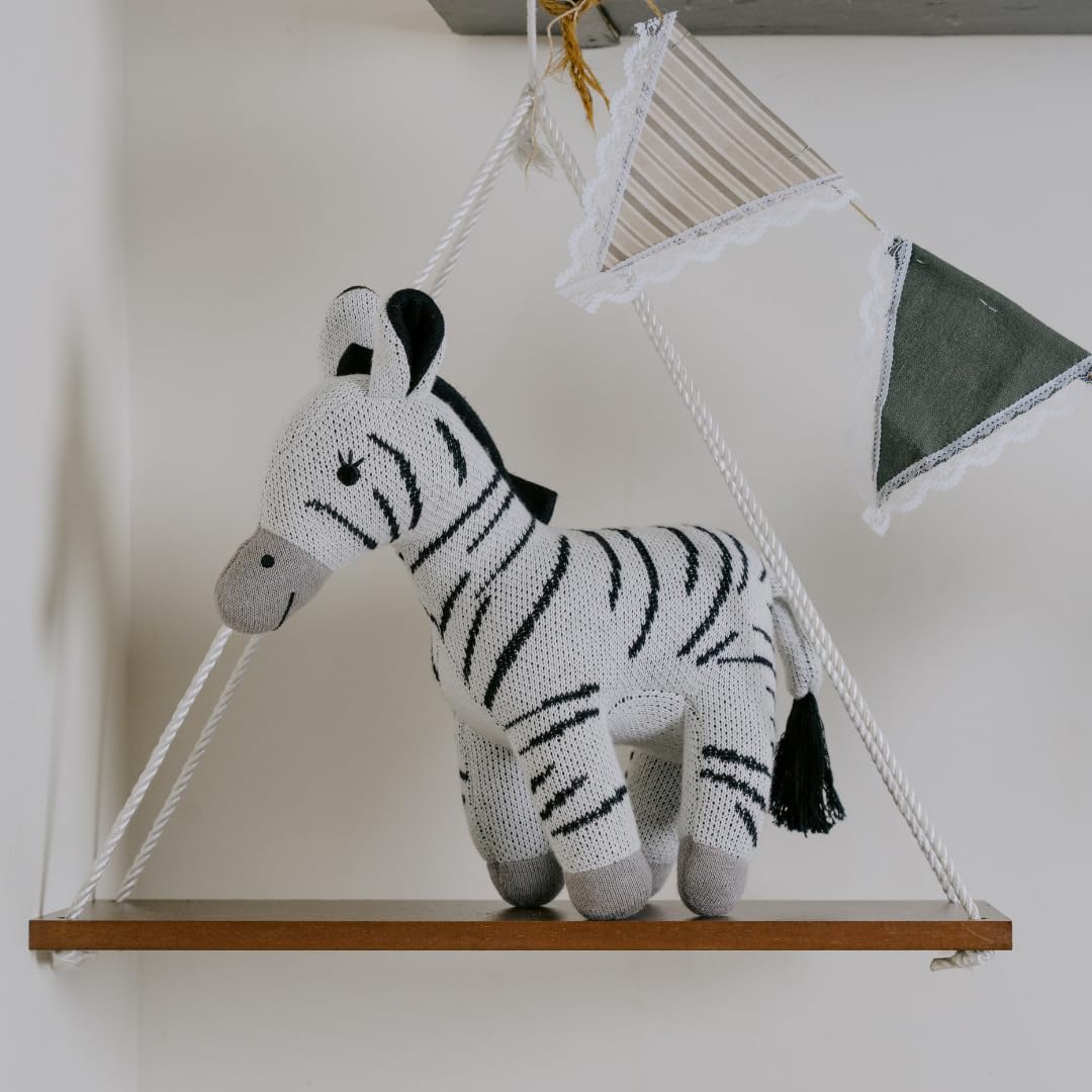 Knitted Cotton Animal Plush Toys - 4 Variants: Lion, Penguin, Zebra & Dinosaur