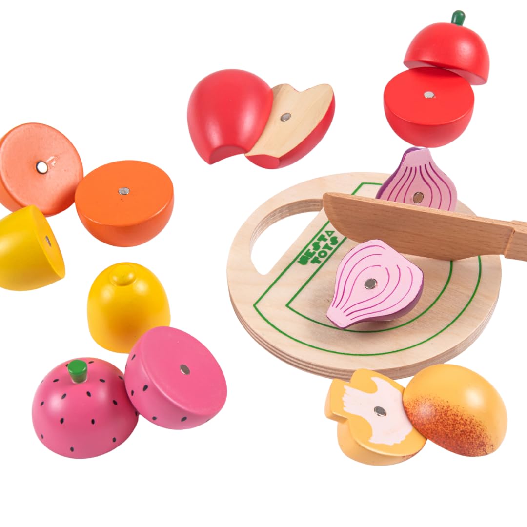 Nesta Toys- Wooden Vegetable and Fruit Magnetic Toy (15 Pcs)