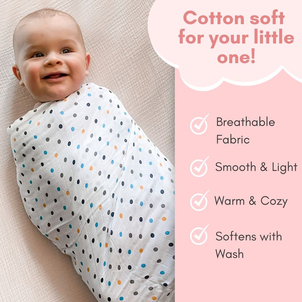 Haus & Kinder Muslin Swaddles For Newborn Pack Of 3 | 100% Cotton Baby Swaddle Blankets | Soft, Breathable, Lightweight, Organic | 100X100 Cm Citrus Groove Collection (Multicolor)