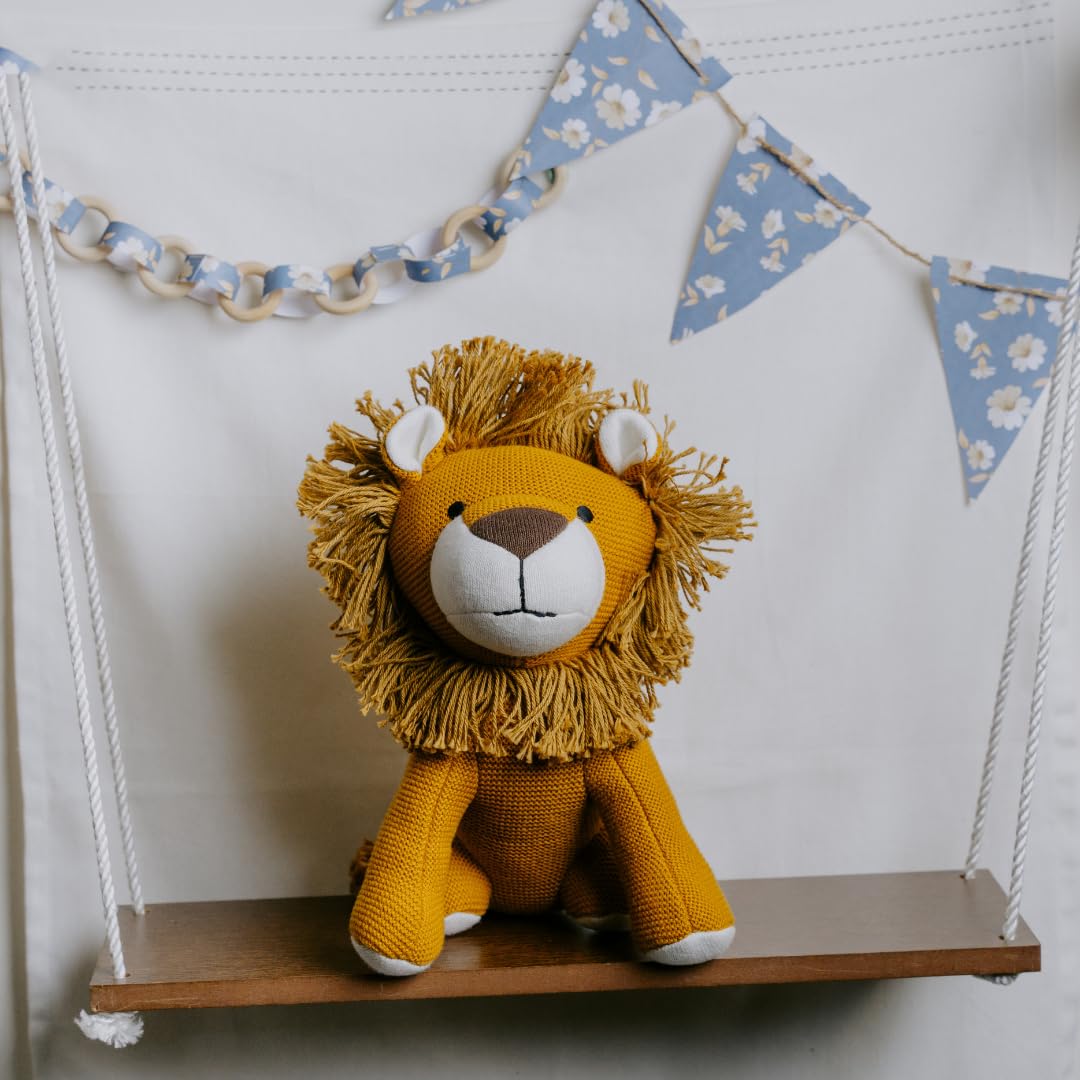 Knitted Cotton Animal Plush Toys - 4 Variants: Lion, Penguin, Zebra & Dinosaur