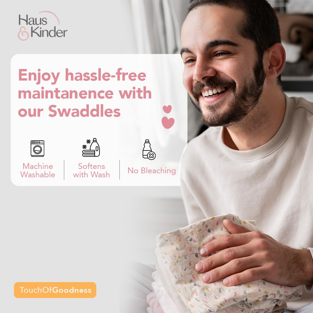 Haus & Kinder Muslin Swaddles For Newborn Pack Of 3 | 100% Cotton Baby Swaddle Blankets | Soft, Breathable, Lightweight, Organic | 100X100 Cm Citrus Groove Collection (Multicolor)
