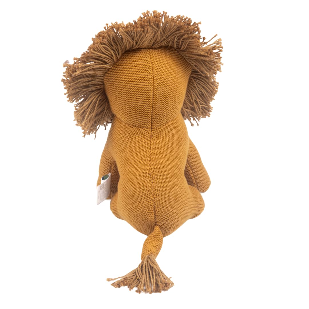 Knitted Cotton Animal Plush Toys - 4 Variants: Lion, Penguin, Zebra & Dinosaur