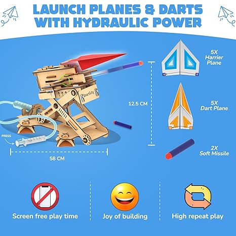 Smartivity 2-in-1 Hydraulic Aeroplane & Dart Launcher - Aaram Parents