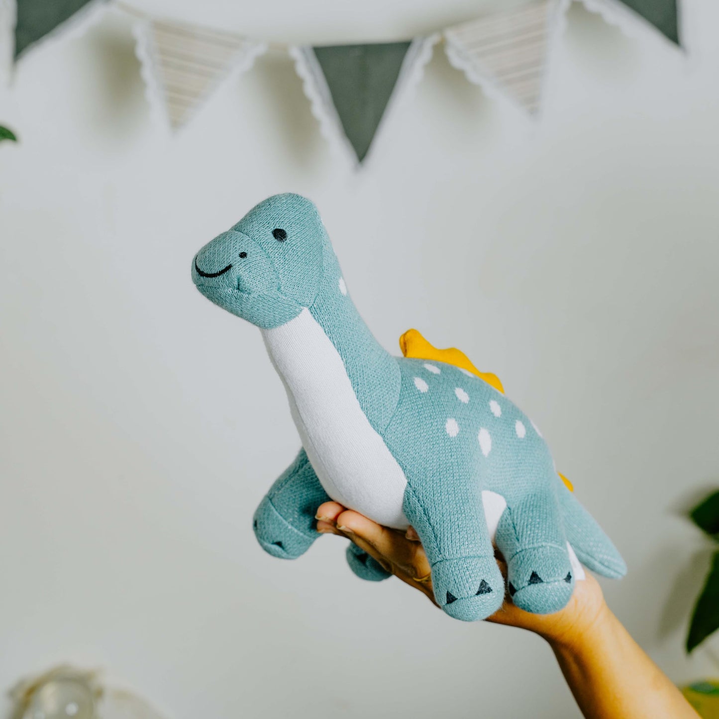 Knitted Cotton Animal Plush Toys - 4 Variants: Lion, Penguin, Zebra & Dinosaur