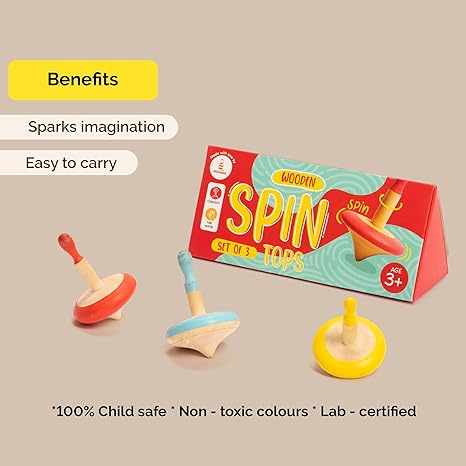Shumee Wooden Spinning Top Toy - Aaram Parents