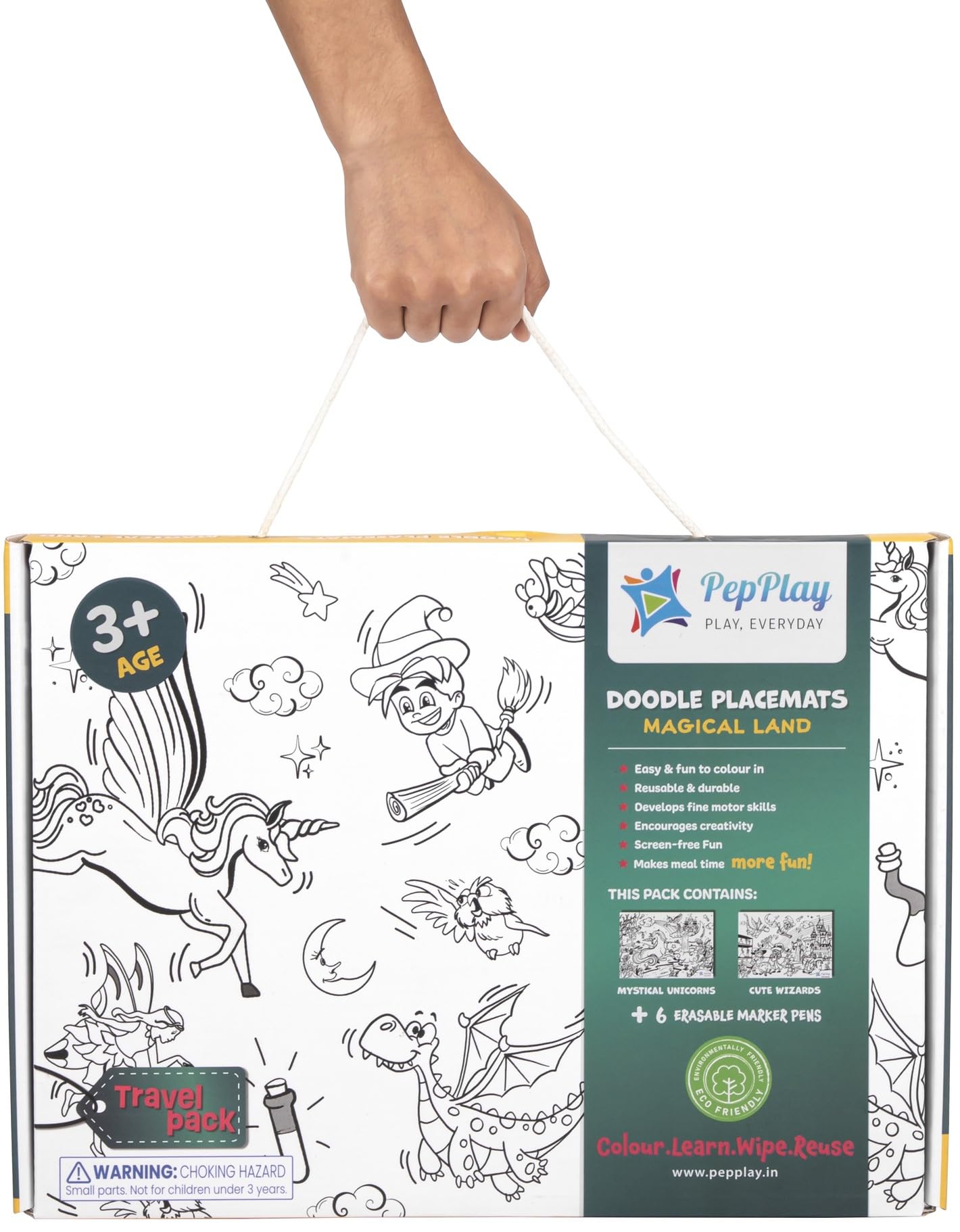 PepPlay Doodle Placemats- 3 Variants to Choose From (Space Series, Heroes & Monsters, and Magical Land) - Aaram Parents