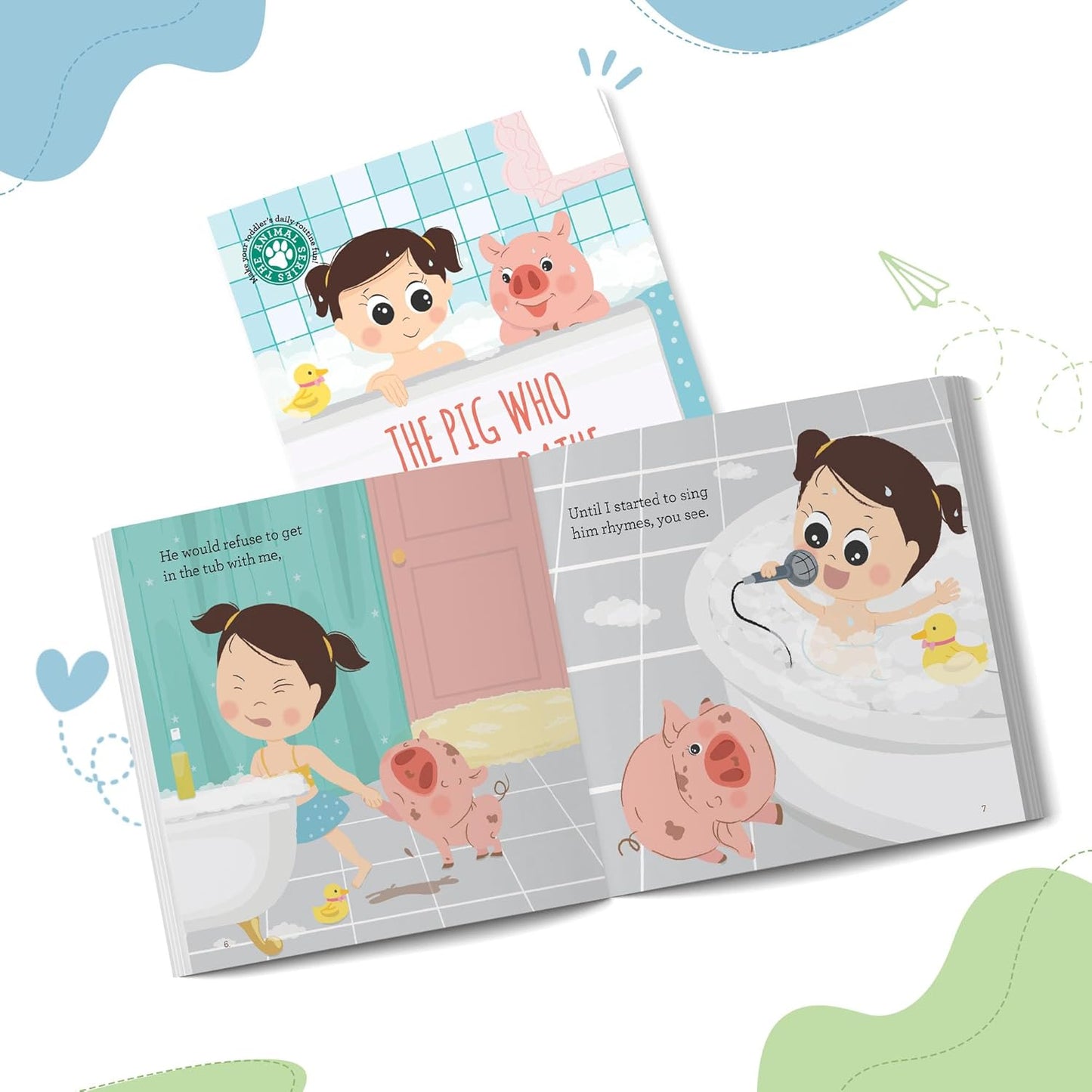 SAM & MI The Pig Who Came to Bathe - Board Book for Toddlers and Babies That Makes Bathtime Fun, Early Learning and Reading Picture Books for Kids