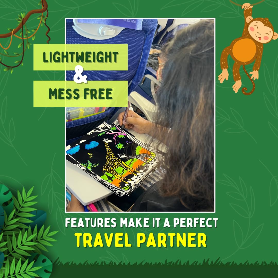 PepPlay Velvet Coloring Card Kits (Themes- Wild, Ocean, and Travel) - Aaram Parents