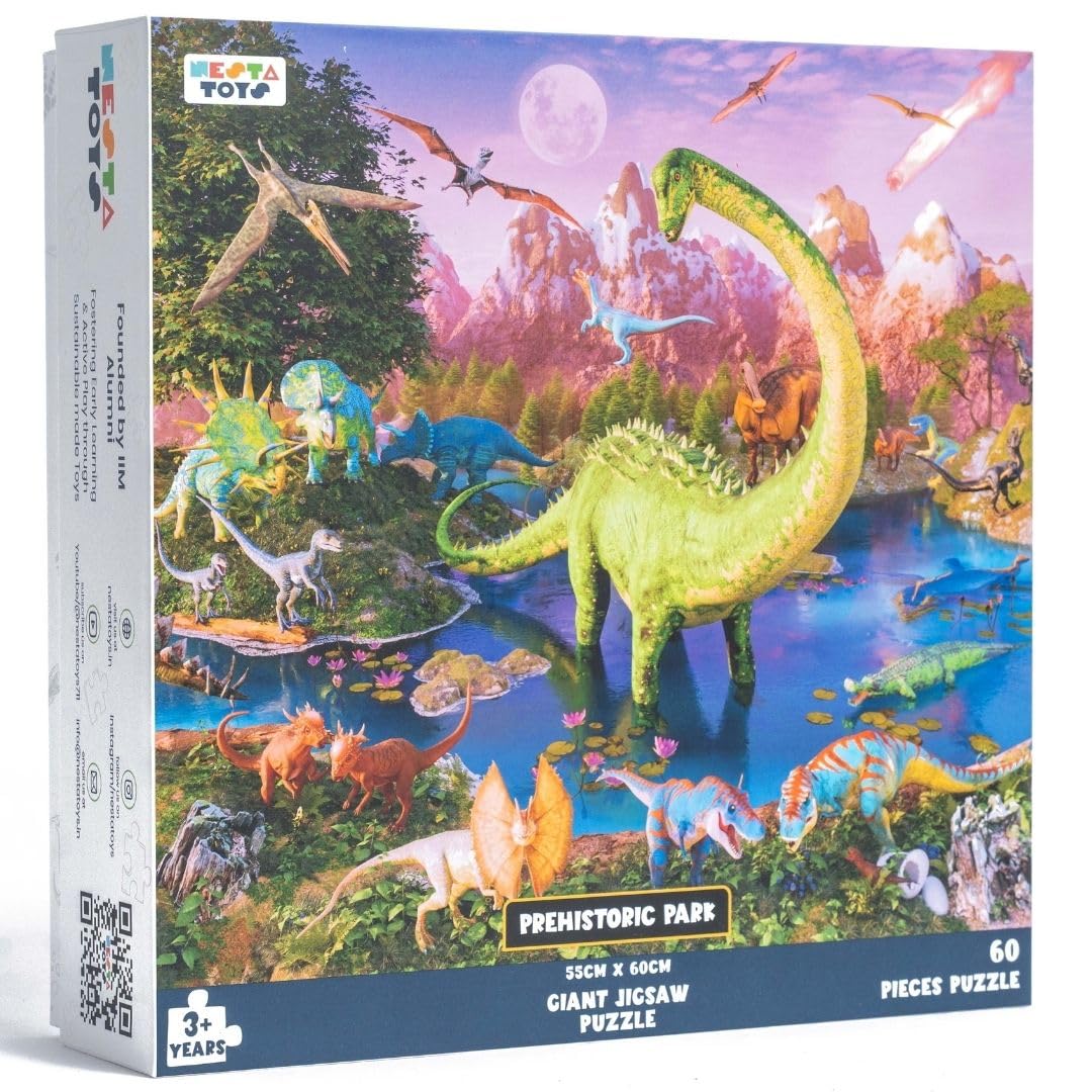 Nesta Toys - Educational Jigsaw Puzzles (64 Pcs) - 4 Variants: India Map, Modes of Transport, Prehistoric Park, Construction Site