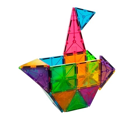 Magna-Tiles Magnetic Building Toys, Clear Colors Set (32 Pieces) - Aaram Parents