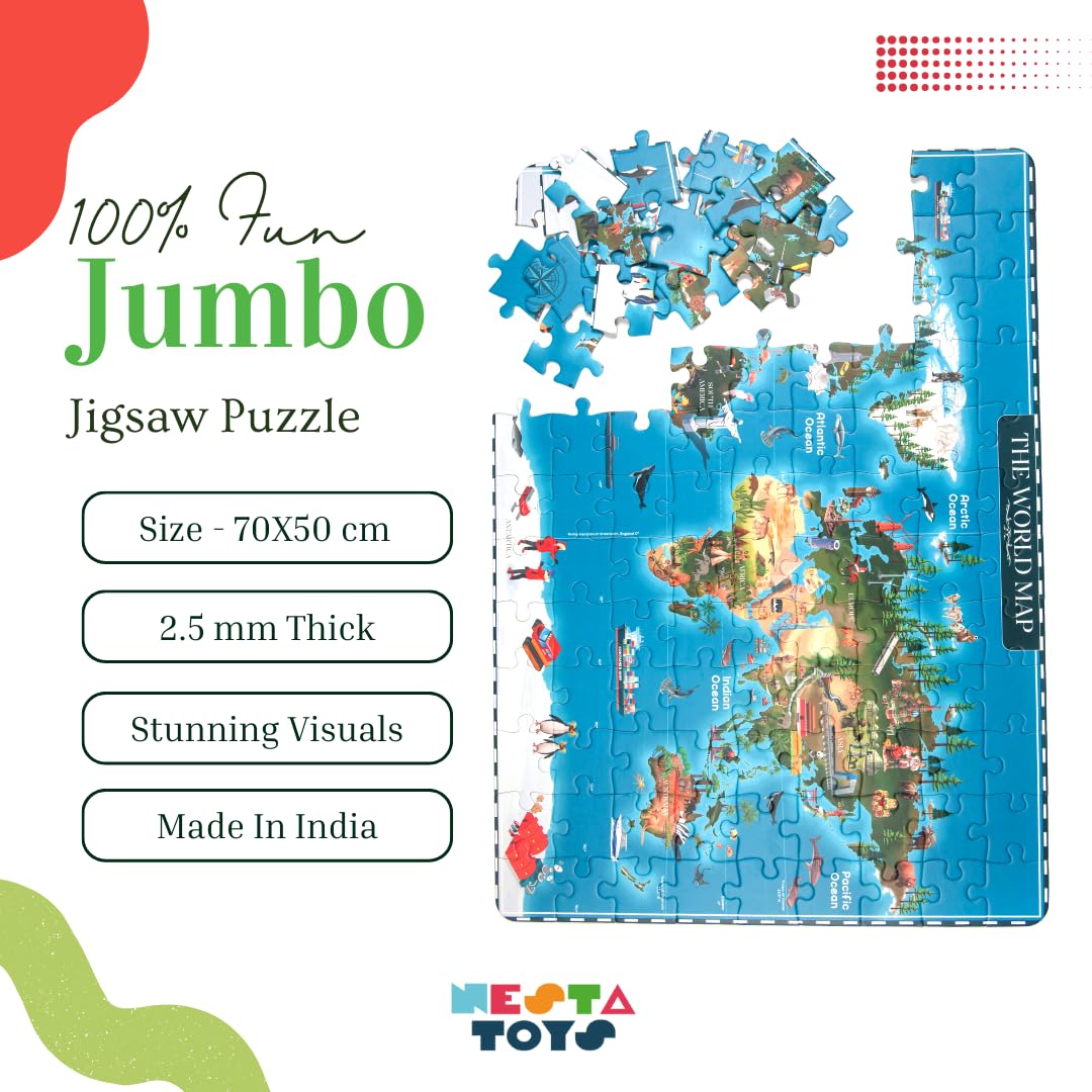 Nesta Toys - Educational Jumbo Jigsaw Puzzles (108 Pcs) - 4 Variants: Periodic Table, Solar System, World Map & Aquatic Life