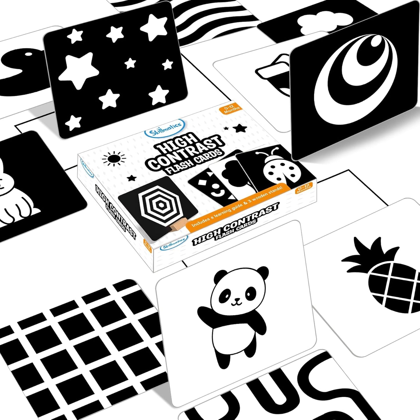 Skillmatics Large Flash Cards for Babies & Infants - High Contrast, 60 Pictures, Language_Skills, Visual Stimulation & Sensory Development, Travel Friendly, Gifts for Infants 0 to 12 Months Kids