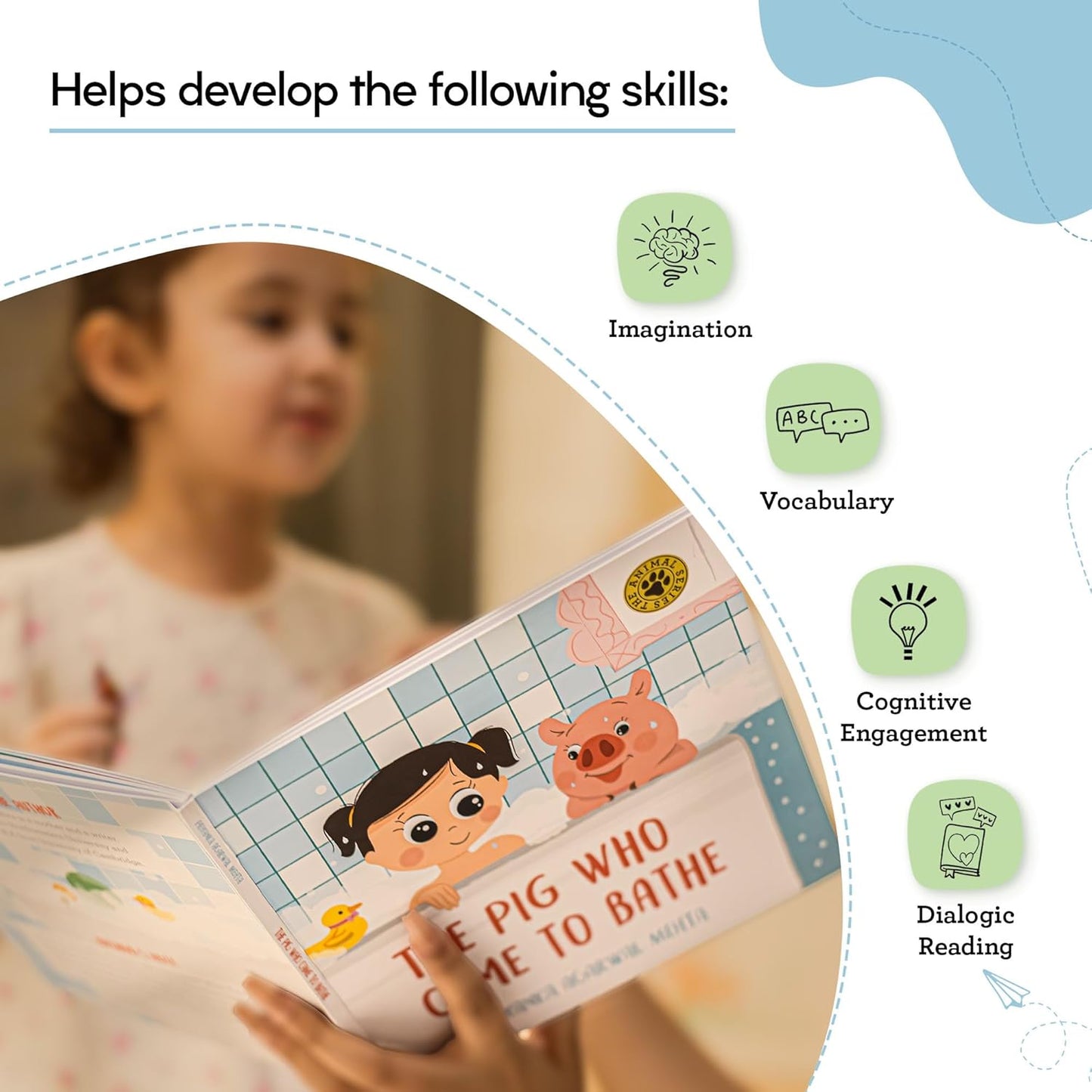 SAM & MI The Pig Who Came to Bathe - Board Book for Toddlers and Babies That Makes Bathtime Fun, Early Learning and Reading Picture Books for Kids