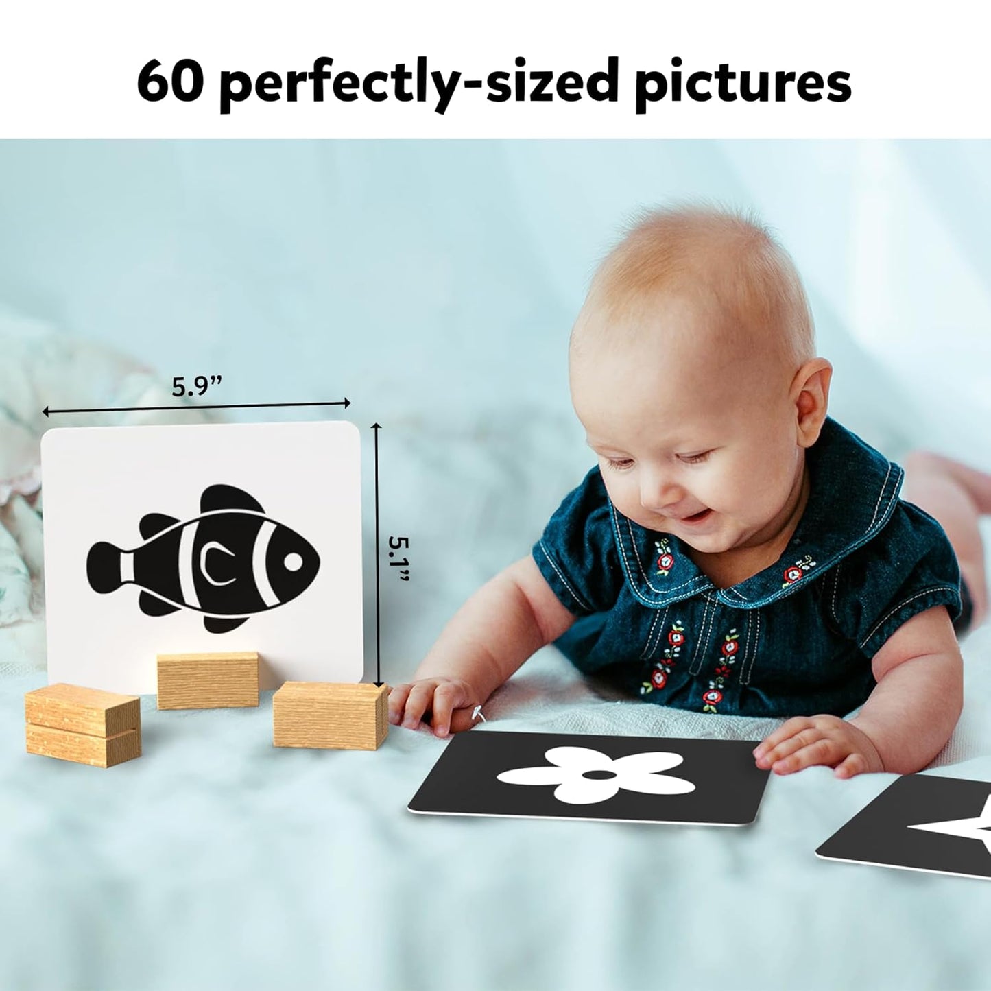 Skillmatics Large Flash Cards for Babies & Infants - High Contrast, 60 Pictures, Language_Skills, Visual Stimulation & Sensory Development, Travel Friendly, Gifts for Infants 0 to 12 Months Kids