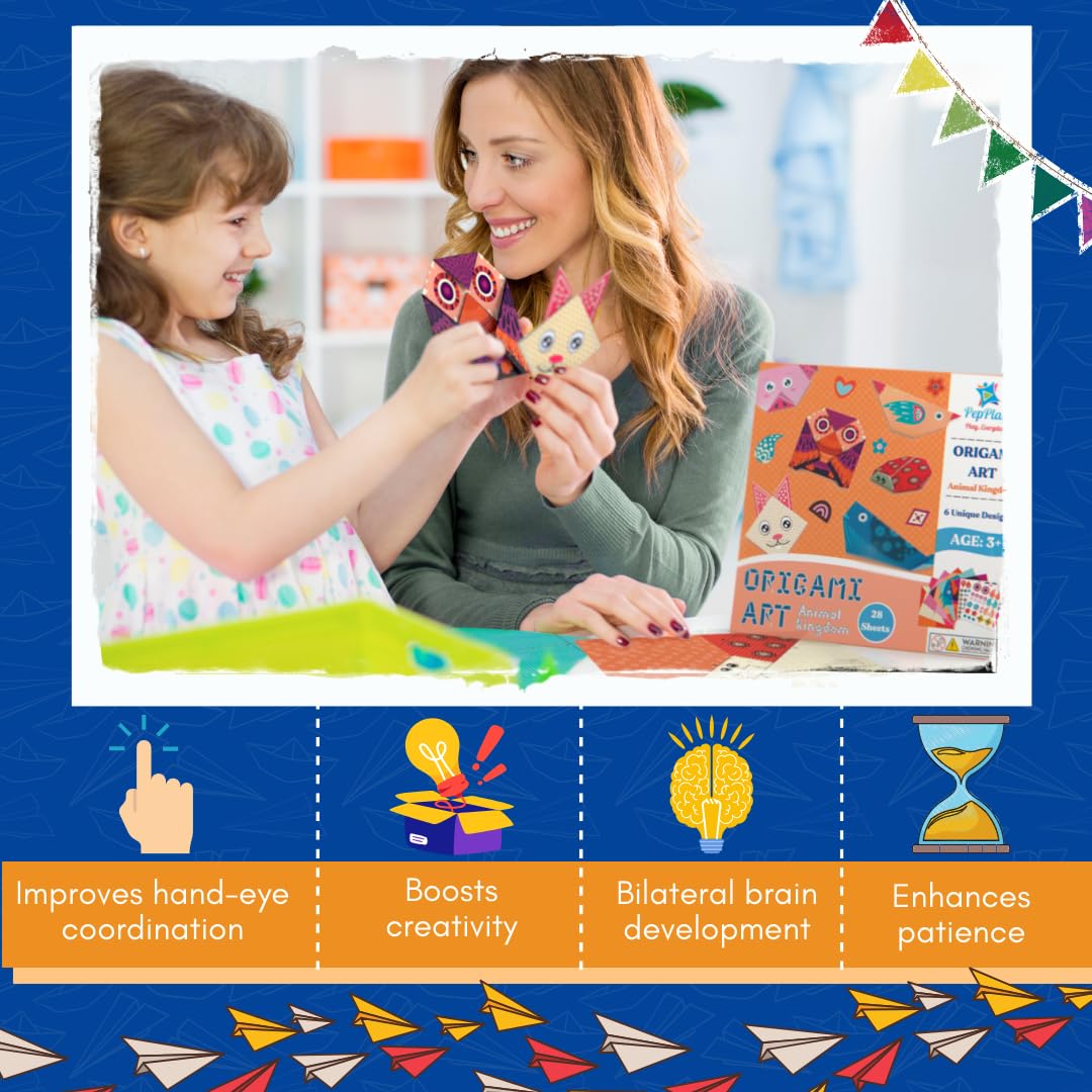 PepPlay 3D Origami Art Paper- Animal Kingdom - Aaram Parents