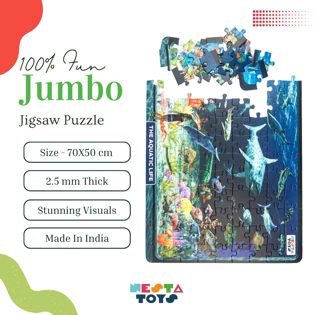 Nesta Toys - Educational Jumbo Jigsaw Puzzles (108 Pcs) - 4 Variants: Periodic Table, Solar System, World Map & Aquatic Life