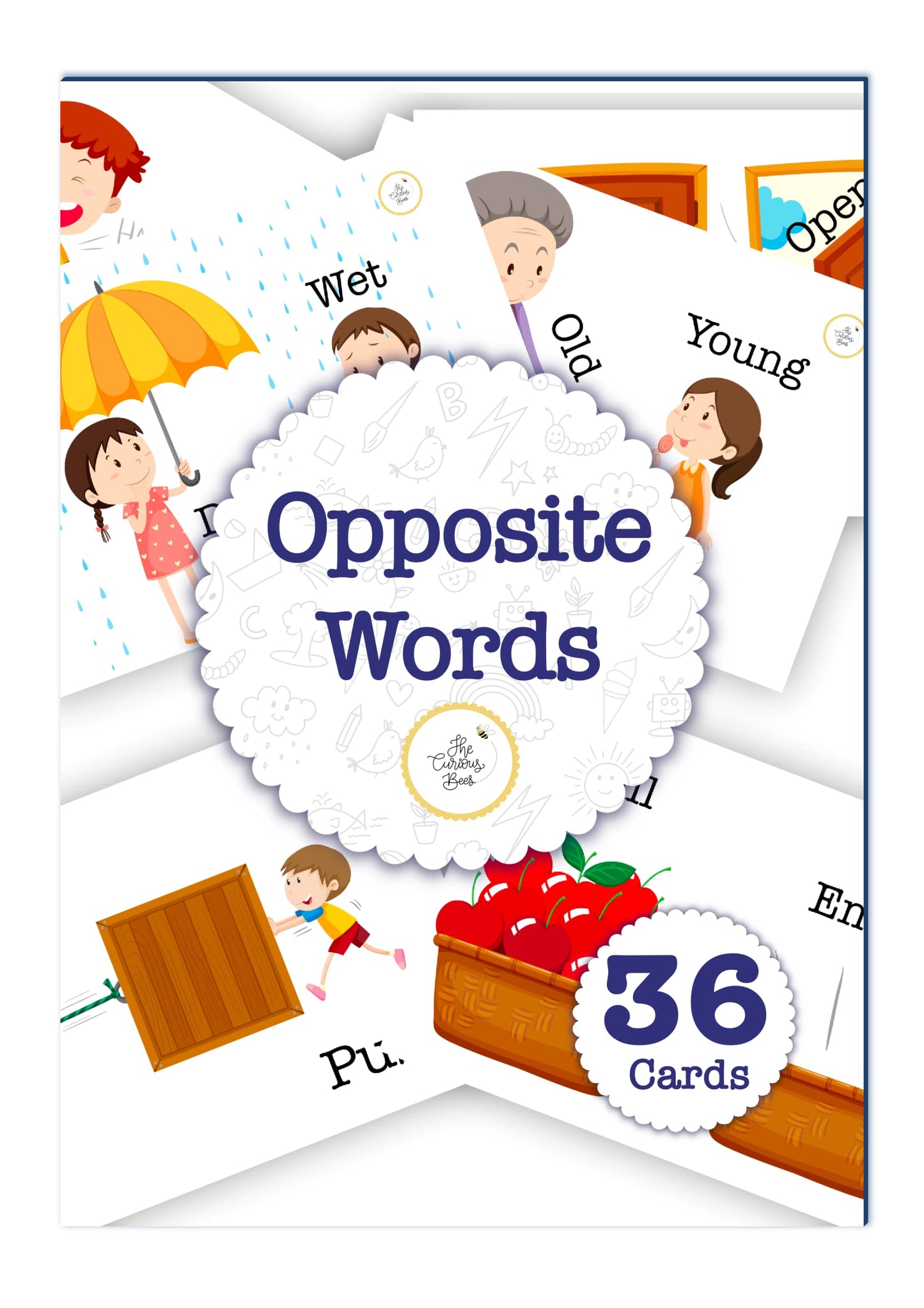 The Curious Bees - High Contrast New Born Anti-Glare Cards | 24 Objects for Visual Stimulation, Cognitive & Sensory Development of 0-6 Month Old Infants