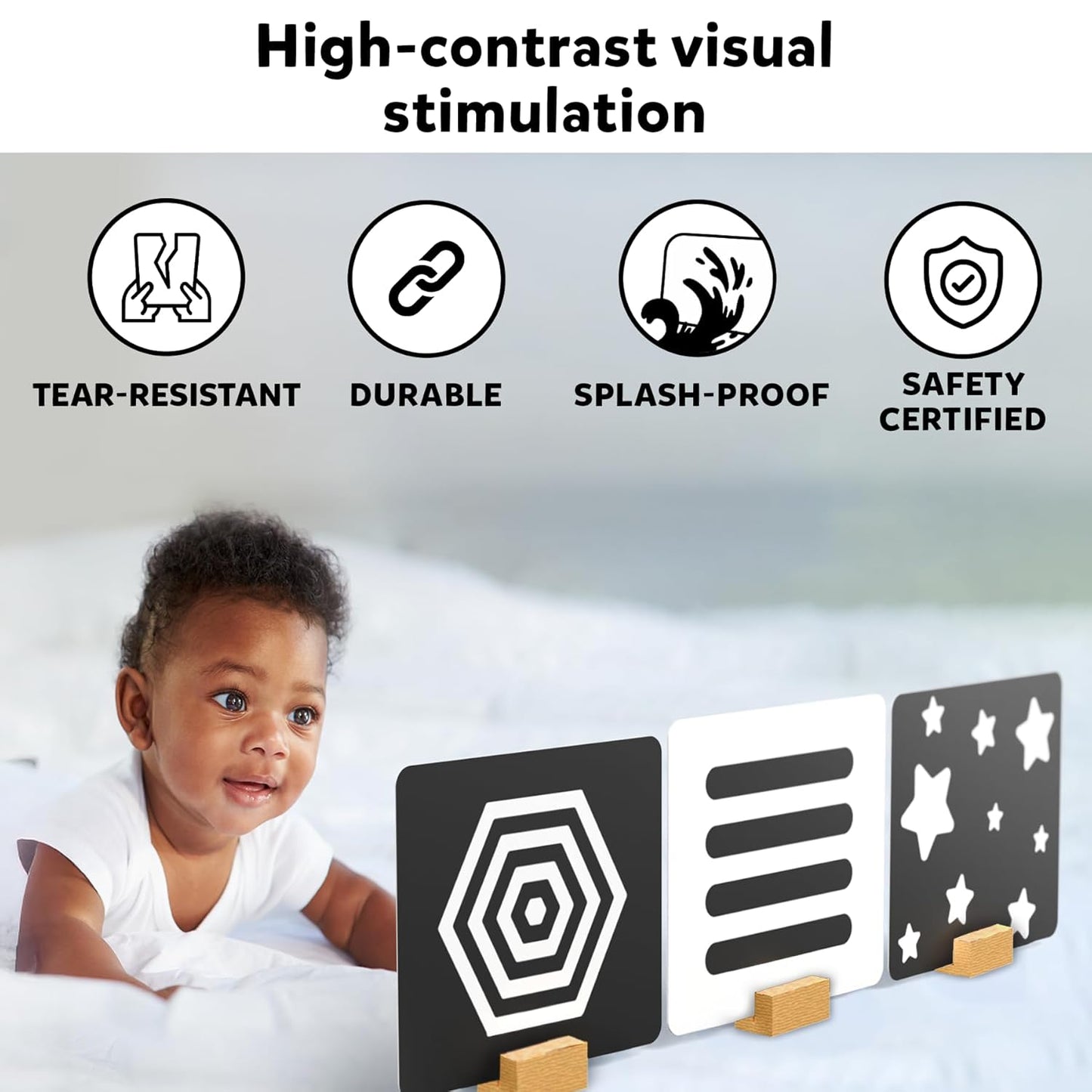 Skillmatics Large Flash Cards for Babies & Infants - High Contrast, 60 Pictures, Language_Skills, Visual Stimulation & Sensory Development, Travel Friendly, Gifts for Infants 0 to 12 Months Kids