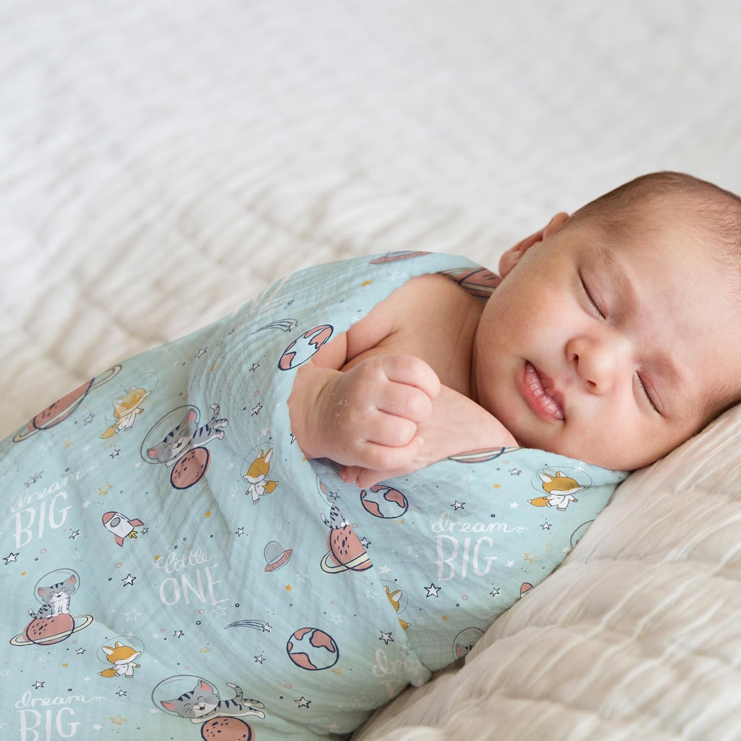 Haus and Kinder 100% Cotton Muslin Swaddles Wrap For Newborn Baby - Soft Swaddle Cloth For New Born, Muslin Baby Swaddle Wrap For New Born, New Born Swaddle, 100X100 Cm, Pack Of 5, Nautical Collection