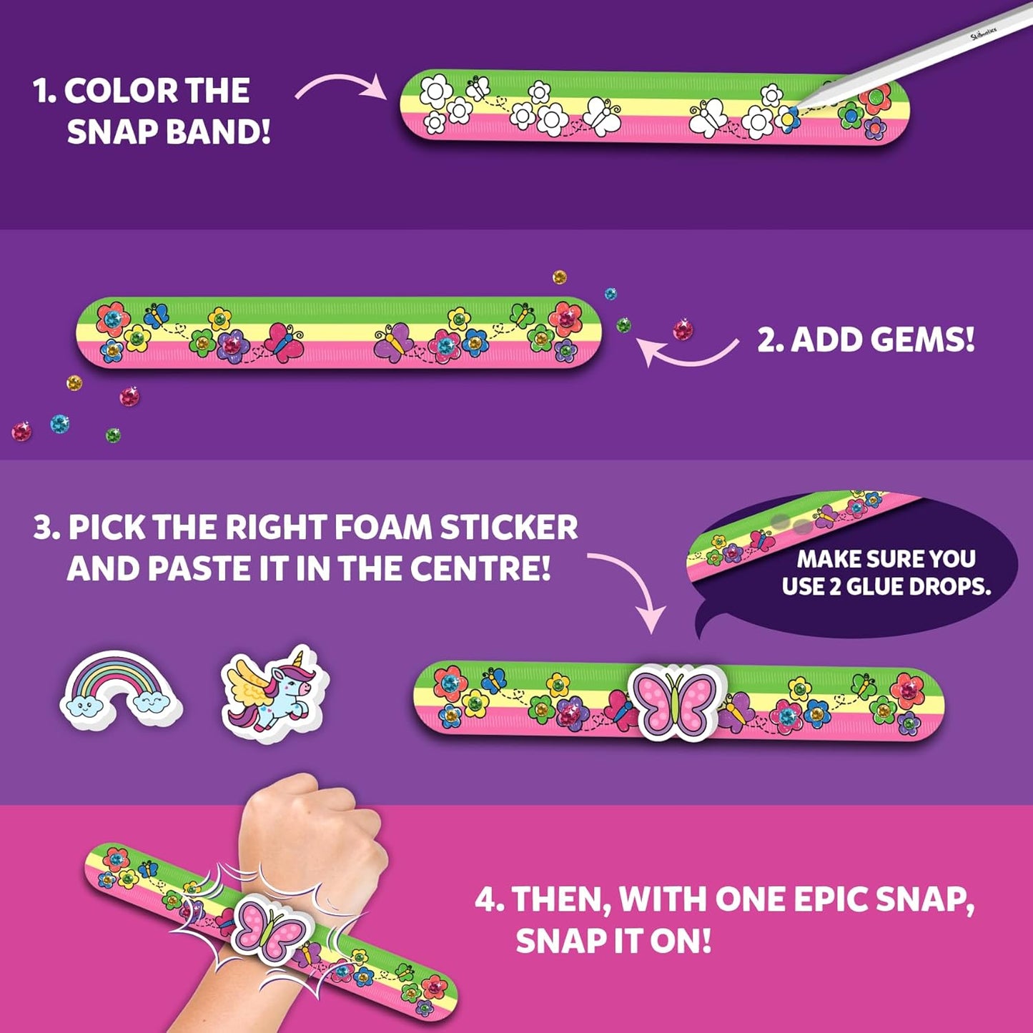 Skillmatics Craft Activity - Snap Bandz Unicorns & Princesses